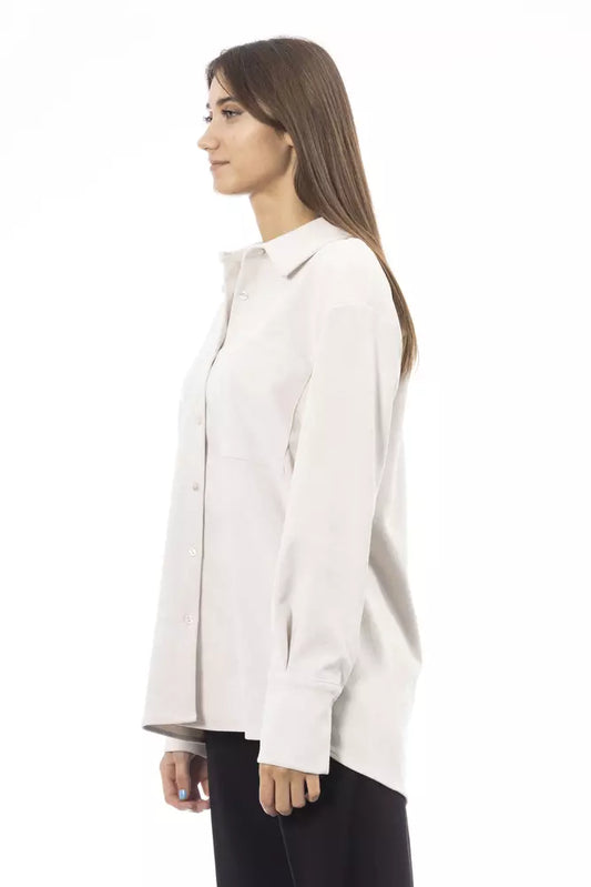 Alpha Studio White Polyester Women Shirt