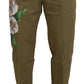 Dolce & Gabbana Exquisite Floral Beige Chino Pants