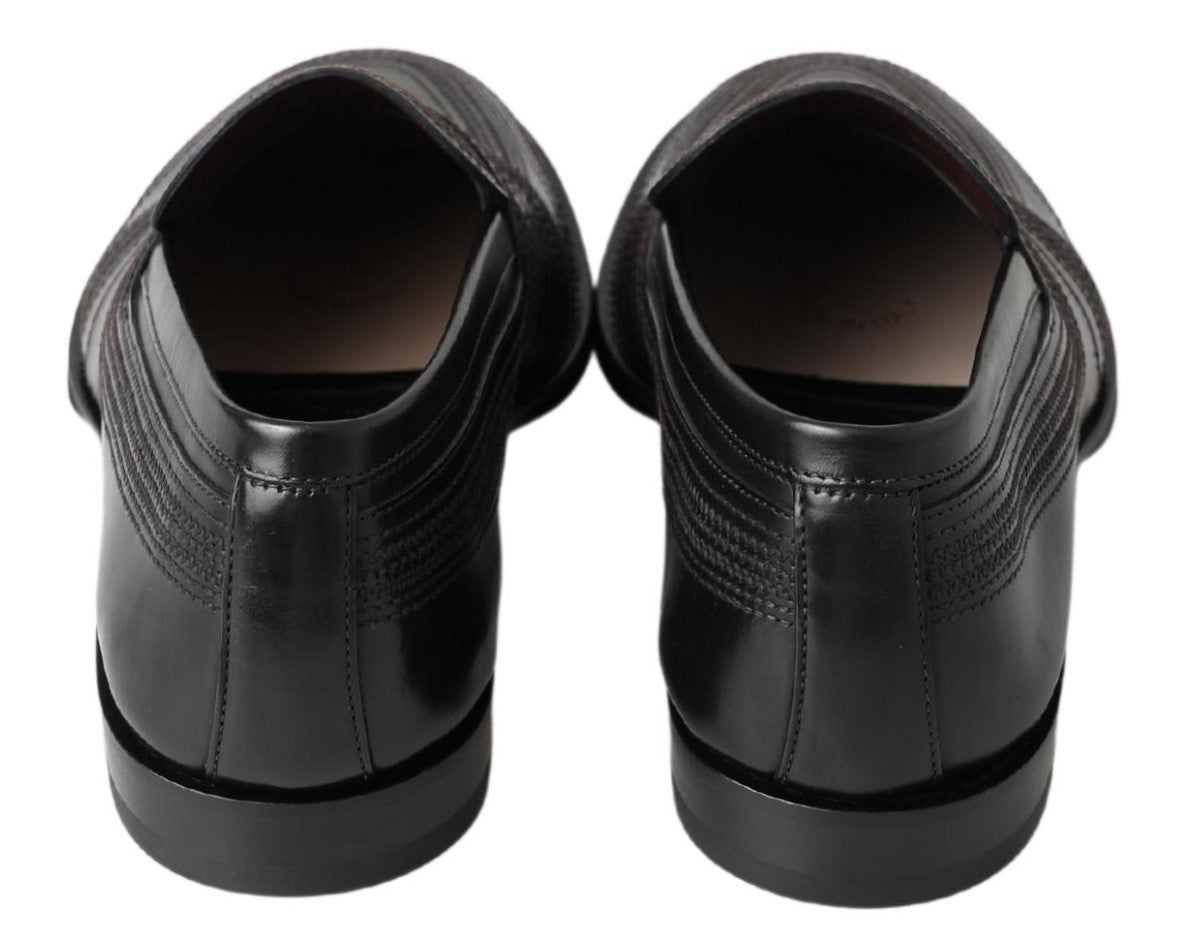 Dolce & Gabbana Elegant Black Leather Slipper Loafers