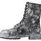 Dolce & Gabbana Chic Black Lace-Up Boots with Gray White Fade