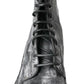 Dolce & Gabbana Chic Black Lace-Up Boots with Gray White Fade