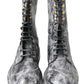 Dolce & Gabbana Chic Black Lace-Up Boots with Gray White Fade