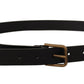 Dolce & Gabbana Elegant Black Leather Belt with Metal Buckle