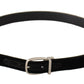 Dolce & Gabbana Elegant Velvet Black Belt with Logo Buckle