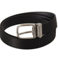 Dolce & Gabbana Elegant Silk Leather Belt with Logo Buckle