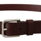 Dolce & Gabbana Maroon Luxe Leather Belt with Metal Buckle