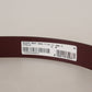 Dolce & Gabbana Maroon Luxe Leather Belt with Metal Buckle