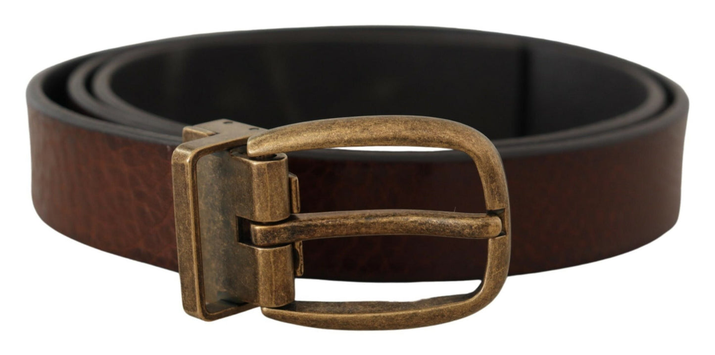 Dolce & Gabbana Elegant Leather Belt with Metal Buckle