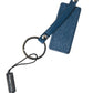 Dolce & Gabbana Elegant Blue Leather Keychain with Silver Accents