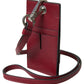 Dolce & Gabbana Elegant Red Leather Cardholder with Lanyard