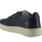 Saxone of Scotland Elegant Navy Blue Leather Sneakers