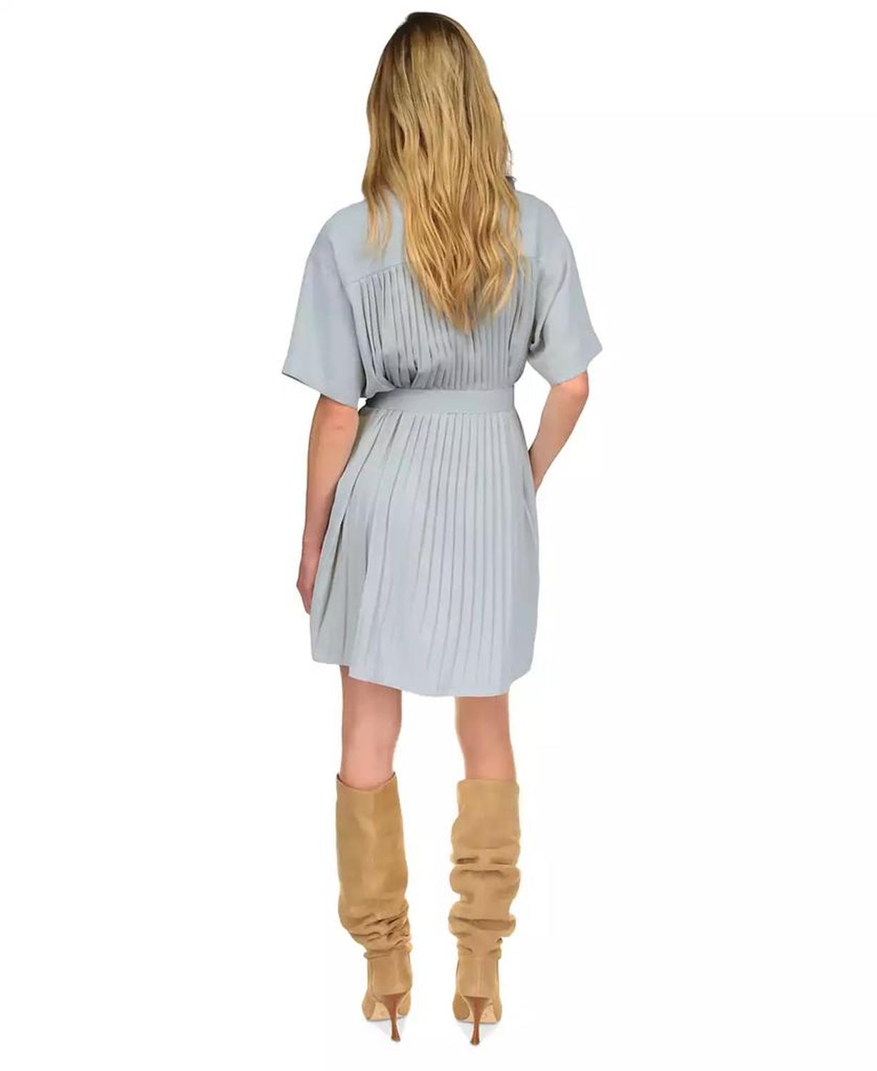 Women's Chambray Pleated-Back Shirtdress