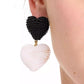 Gold-Tone Black & White Beaded Mismatch Drop Earrings