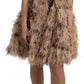 Dolce & Gabbana Sleeveless Leopard Chiffon Ostrich-Feather Dress