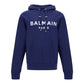 Balmain Elegant Navy Blue Monogram Hoodie