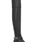 Jellio Womens Faux Leather Block Heel Knee-High Boots