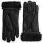 Dolce & Gabbana Elegant Black Leather Winter Gloves