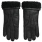 Dolce & Gabbana Elegant Black Leather Winter Gloves