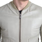 Dolce & Gabbana Cream Leather Bomber Jacket