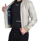 Dolce & Gabbana Cream Leather Bomber Jacket