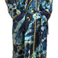 Dolce & Gabbana Marble Blue Silk Long Robe Luxury Sleepwear