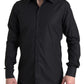 Dolce & Gabbana Elegant Black Gold Button Formal Shirt