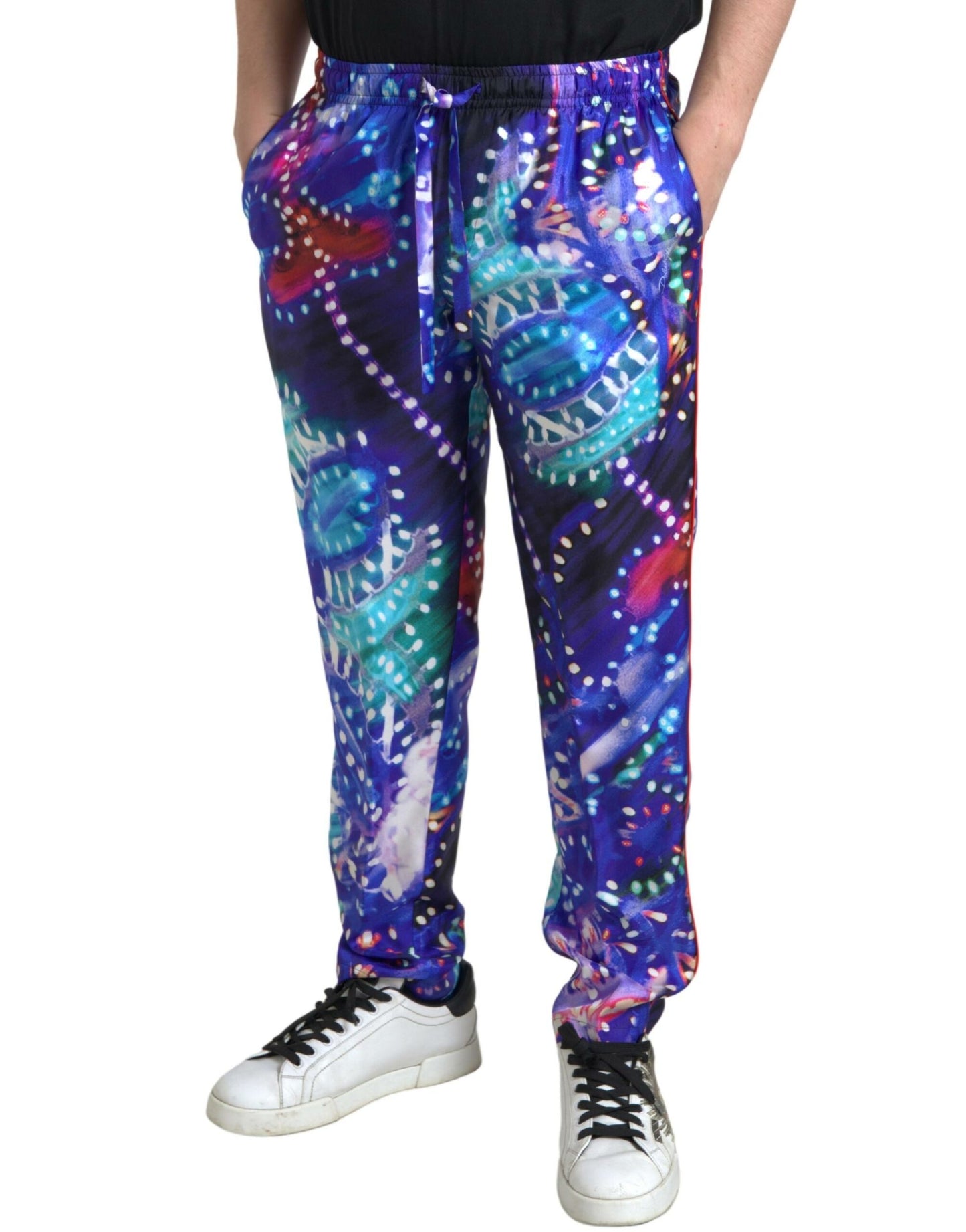 Dolce & Gabbana Multicolor Silk Jogger Pants