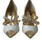 Dolce & Gabbana Elegant White Patent Crystal Bow Heels