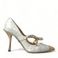 Dolce & Gabbana Elegant White Patent Crystal Bow Heels