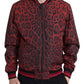 Dolce & Gabbana Red Leopard Print Bomber Jacket