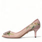 Dolce & Gabbana Elegant Pink Floral Crystal Pumps