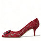 Dolce & Gabbana Radiant Red Lace Heels with Crystals