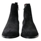 Dolce & Gabbana Elegant Black Velvet Mid-Calf Boots