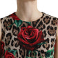 Dolce & Gabbana Elegant Leopard Floral A-Line Dress