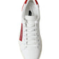 Dolce & Gabbana Chic White Leather Sneakers with Red Accents