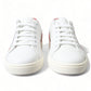 Dolce & Gabbana Chic White Leather Sneakers with Red Accents