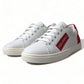 Dolce & Gabbana Chic White Leather Sneakers with Red Accents