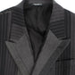 Dolce & Gabbana Elegant Gray Striped Wool Slim Blazer