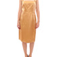 Dolce & Gabbana Elegant Bronze Silk Knee-Length Sheath Dress