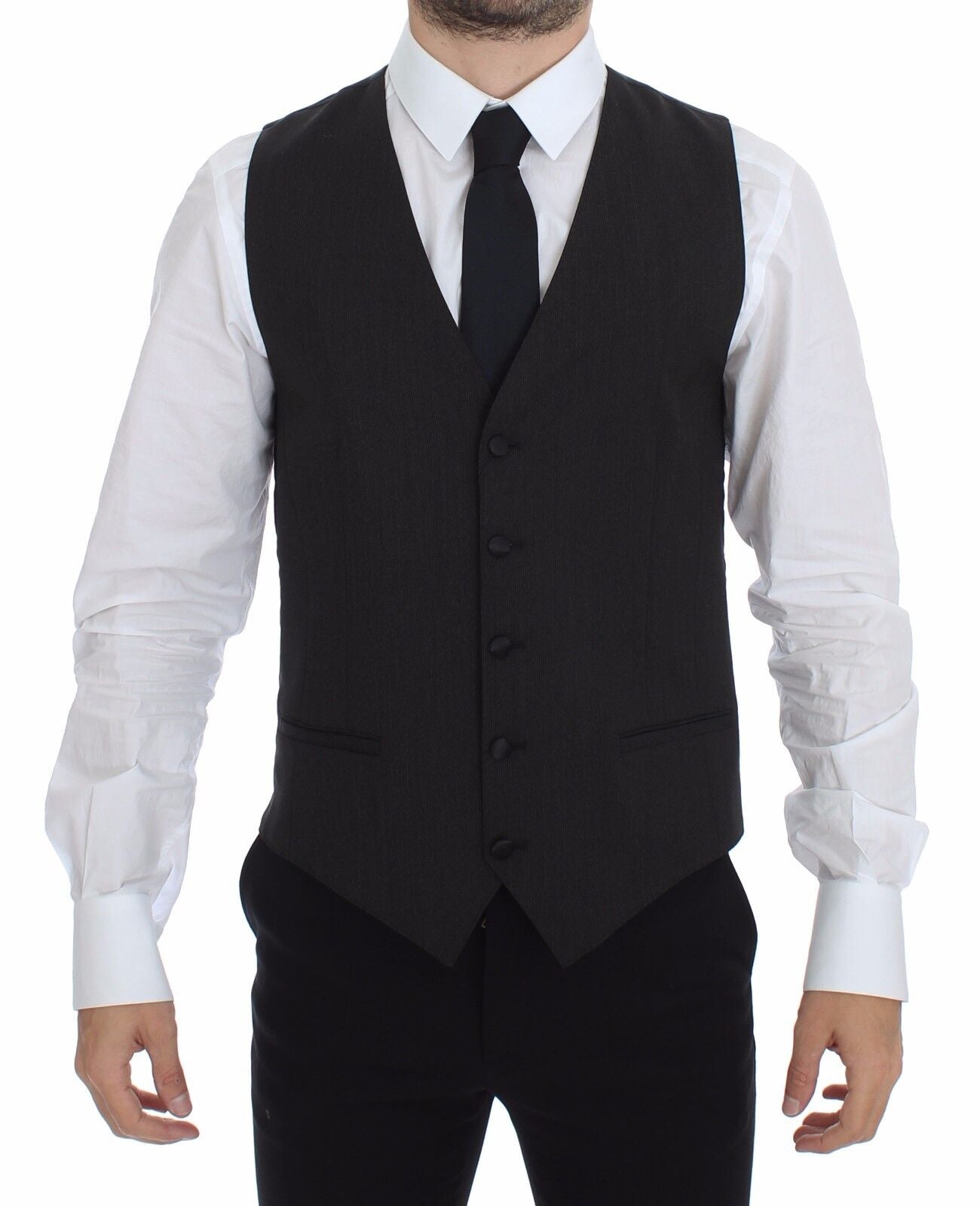 Dolce & Gabbana Classic Gray Wool Blend Dress Vest