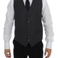 Dolce & Gabbana Elegant Black Striped Wool Dress Vest