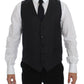 Dolce & Gabbana Elegant Gray Striped Wool Dress Vest