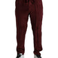 Dolce & Gabbana Elegant Maroon Silk Pajama Pants with Crown Motif