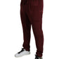 Dolce & Gabbana Elegant Maroon Silk Pajama Pants with Crown Motif