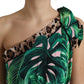 Dolce & Gabbana Tropical Jungle Print One-Shoulder Dress