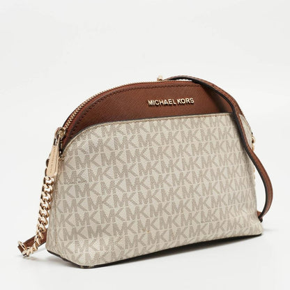 Michael Kors  Signature Canvas And Leather Jet Set Dome Crossbody Bag