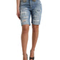 Dolce & Gabbana High Waist Embellished Bermuda Denim Shorts