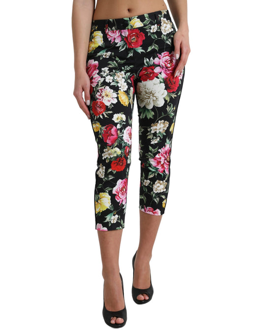 Dolce & Gabbana Elegant Floral Mid Waist Cropped Pants