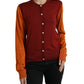 Dolce & Gabbana Silk Button Front Cardigan in Maroon Mix