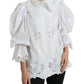 Dolce & Gabbana Elegant White Lace Trim Blouse Top